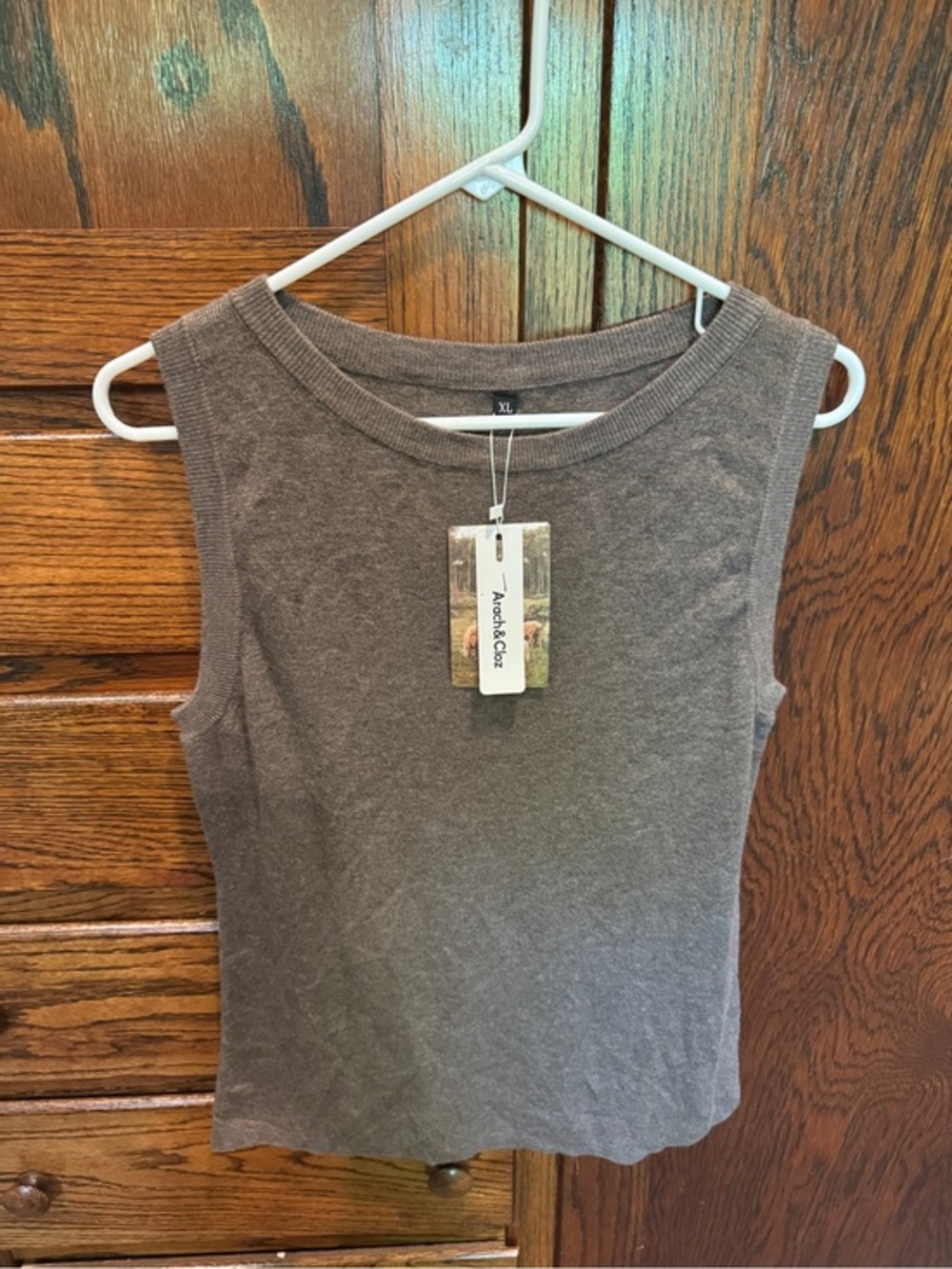Arach&Cloz Ribbed Tank Top Gray Brown Heathered Size XL